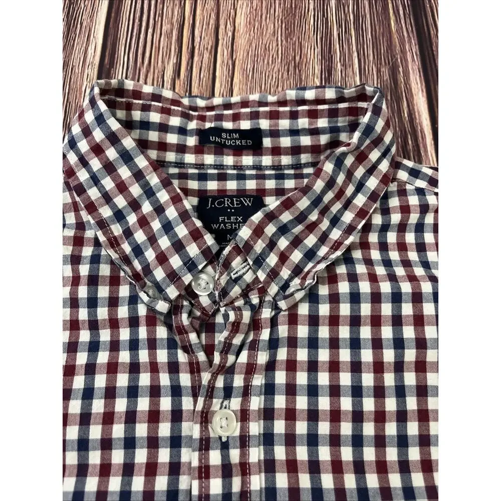 J Crew Slim Untucked Flex Washed Plaid Button Down Shirt Men's Size Medium